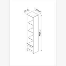 Стеллаж узкий, с ящиком и четырьмя полками СИРИУС