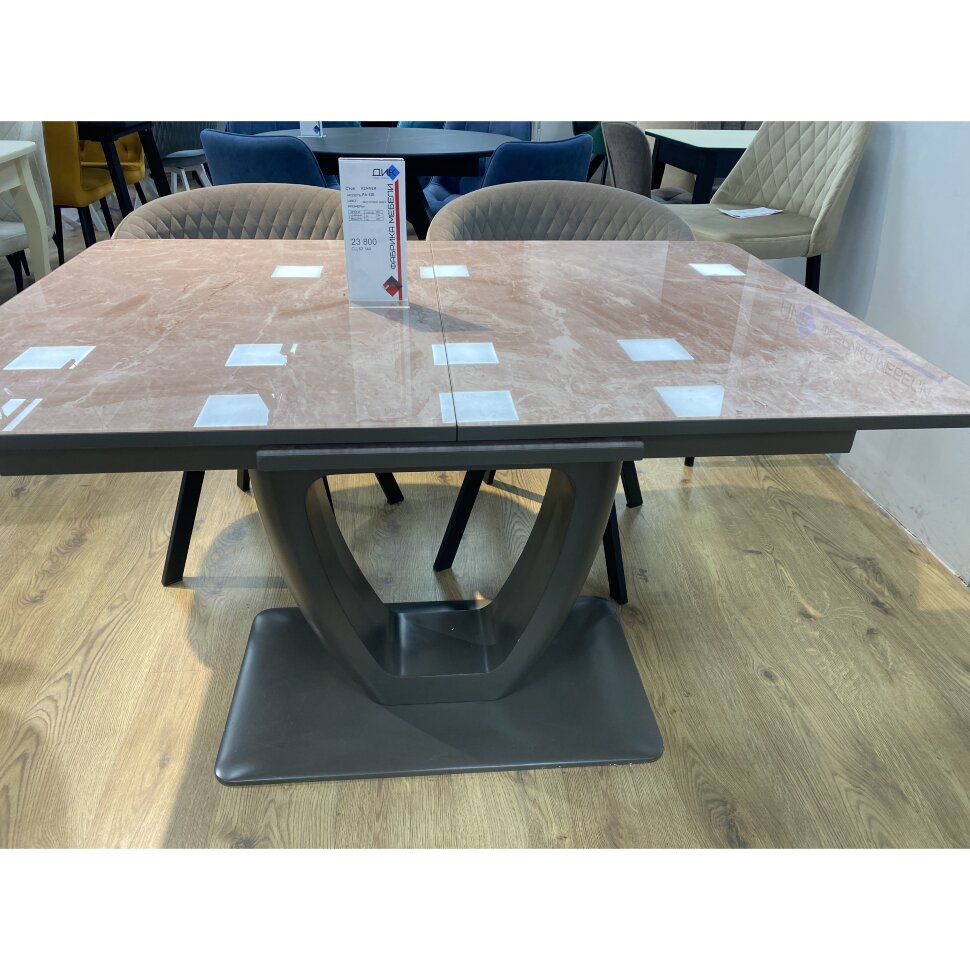 Стол обеденный Kenner PA1200 капучино/стекло камень капучино глянец Салонный образец Стол обеденный Kenner PA1200 капучино/стекло камень капучино глянец Салонный образец