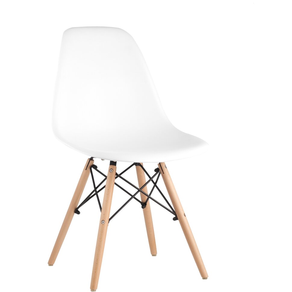 Eames Style DSW белый пластик, стальной каркас, натуральный массив бука Eames Style DSW белый пластик, стальной каркас, натуральный массив бука