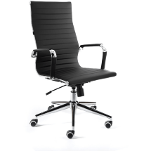 Кресло офисное / Техно / хром / черная экокожа