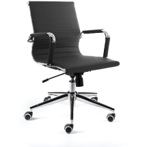 Кресло офисное / Техно LB / хром / черная экокожа