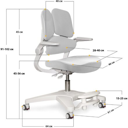 Детское кресло ErgoKids Trinity Grey  арт.Y-617 G  - обивка серая однотонная  коробок-1шт. 