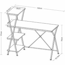 Стол на металлокаркасе BRABIX &quot;LOFT CD-004&quot;, 1200х535х1110 мм, 3 полки, цвет дуб антик, 641219