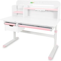 Детский стол Ergokids Bravo Max Plus White/Pink  арт. TH-360 Max Plus WG/PN  - столешница белая / накладки на ножках розовые  коробок-3 шт.