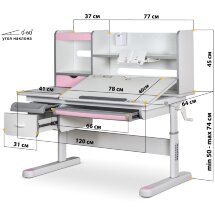 Детский стол Mealux Evo Florida Multicolor PN  арт. Evo-52 W   PN Multicolor  - столешница белая / ножки белые с розовыми накладками  две коробки