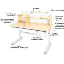 Детский стол Ergokids Bravo Max Maple/Grey  арт. TH-360 Max MG/G  - столешница клён / накладки на ножках серые  коробок-2 шт.