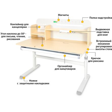 Детский стол Ergokids Bravo Max Maple/Grey  арт. TH-360 Max MG/G  - столешница клён / накладки на ножках серые  коробок-2 шт. 