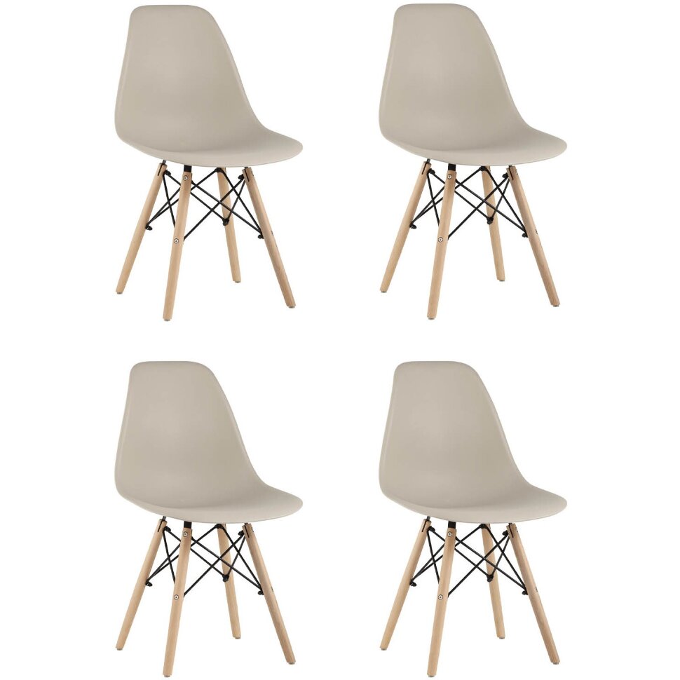 Eames Style DSW бежевый пластик, стальной каркас, натуральный массив бука Eames Style DSW бежевый пластик, стальной каркас, натуральный массив бука