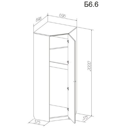 Шкаф для прихожей угловой Б6.6 
