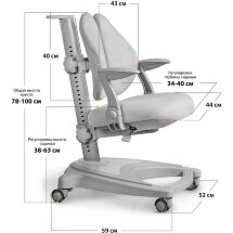 Детское кресло ErgoKids Y-417 Grey с подлокотниками  арт.Y-417 G   подлокотники  - обивка серая однотонная  одна коробка