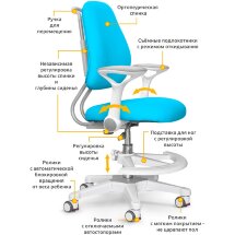 Детское кресло ErgoKids Y-507 KBL Armrests  арт Y-507 ARM / KBL    с подлокотниками  - обивка голубая однотонная  одна коробка