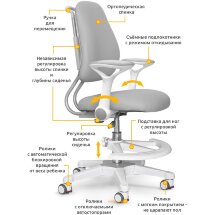 Детское кресло ErgoKids Y-507 KG Armrests  арт.Y-507 ARM / KG    с подлокотниками  - обивка серая однотонная  одна коробка