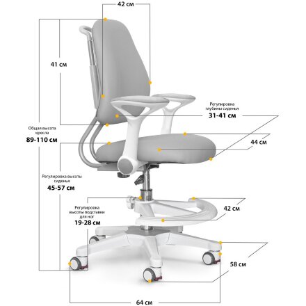 Детское кресло ErgoKids Y-507 KG Armrests  арт.Y-507 ARM / KG    с подлокотниками  - обивка серая однотонная  одна коробка 