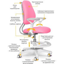 Детское кресло ErgoKids Y-507 KP Armrests  арт.Y-507 ARM / KP    с подлокотниками  - обивка розовая однотонная  одна коробка