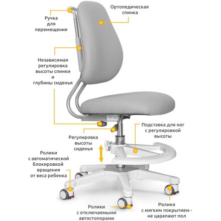 Детское кресло ErgoKids Y-507 KG   арт. Y-507 KG  - обивка серая однотонная  одна коробка 