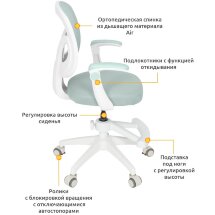 Детское кресло Ergokids Soft Air Green  арт.Y-240 KZ  - обивка однотонная зеленая  коробок-1шт.