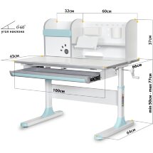 Детский стол Mealux Edmonton Multicolor BL  арт. BD-610 W/MC   BL  - столешница белая / накладки на ножках серые и голубые  пять коробок