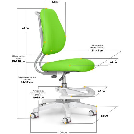 Детское кресло Ergokids Y-507 KZ   арт. Y-507 KZ  - обивка зеленая однотонная  одна коробка 