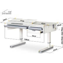 Детский стол Mealux Montreal 2 Lite  арт. BD-670-2 MC/WG Lite  - столешница белая  коробок-2 шт.