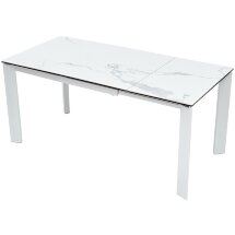 Стол CORNER 120 MATTE STATUARIO Белый мрамор матовый керамика, стекло/ белый каркас, ®DISAUR